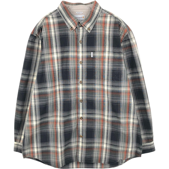 Carhartt Relaxed Fit Long Sleeve Button Down Work Shirt, Men's XL cotton Charcoal Vintage Second Hand