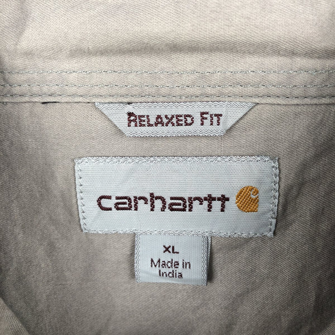 Carhartt Relaxed Fit Long Sleeve Button Down Work Shirt, Men's XL cotton Charcoal Vintage Second Hand