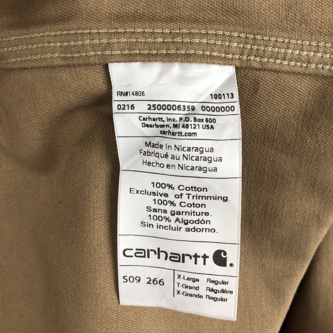 Carhartt ORIGINAL FIT long sleeve button-down work shirt, men's XL size cotton Khaki type brown Vintage Second Hand
