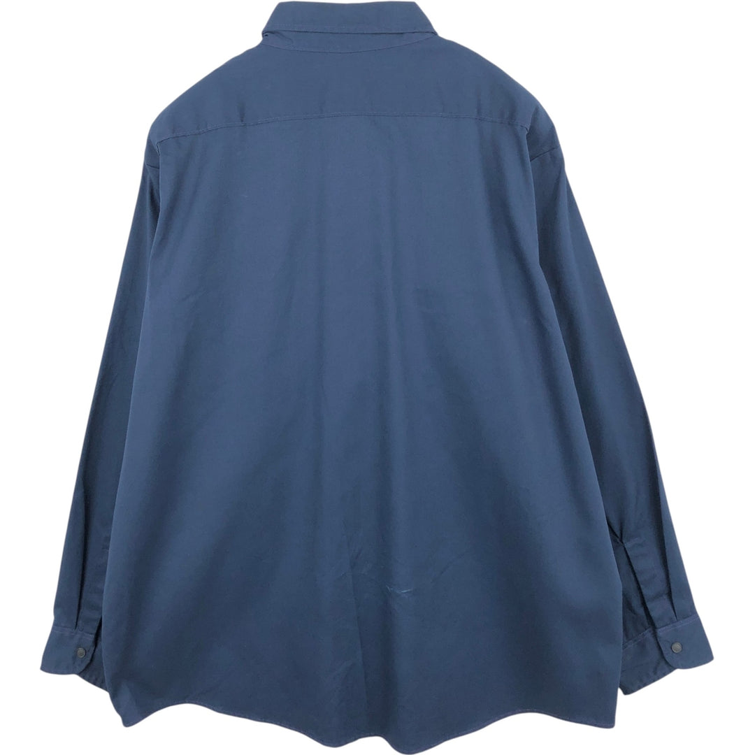 80'S Osh Kosh B'GOSH Long-Sleeve Work Shirt, Made in USA, Men's Size XL (approx.) cotton navy blue type Vintage Second Hand