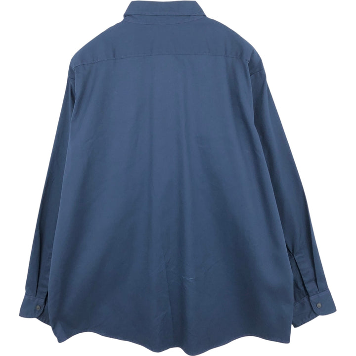 80'S Osh Kosh B'GOSH Long-Sleeve Work Shirt, Made in USA, Men's Size XL (approx.) cotton navy blue type Vintage Second Hand
