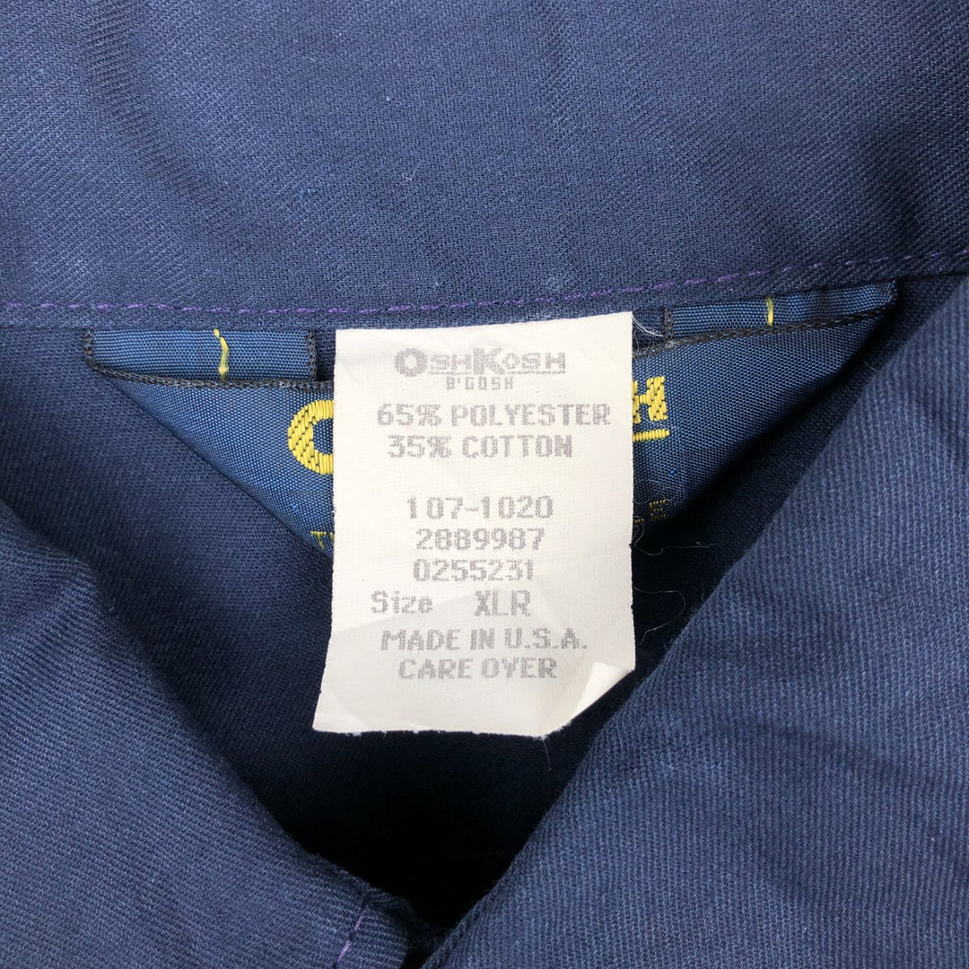 80'S Osh Kosh B'GOSH Long-Sleeve Work Shirt, Made in USA, Men's Size XL (approx.) cotton navy blue type Vintage Second Hand