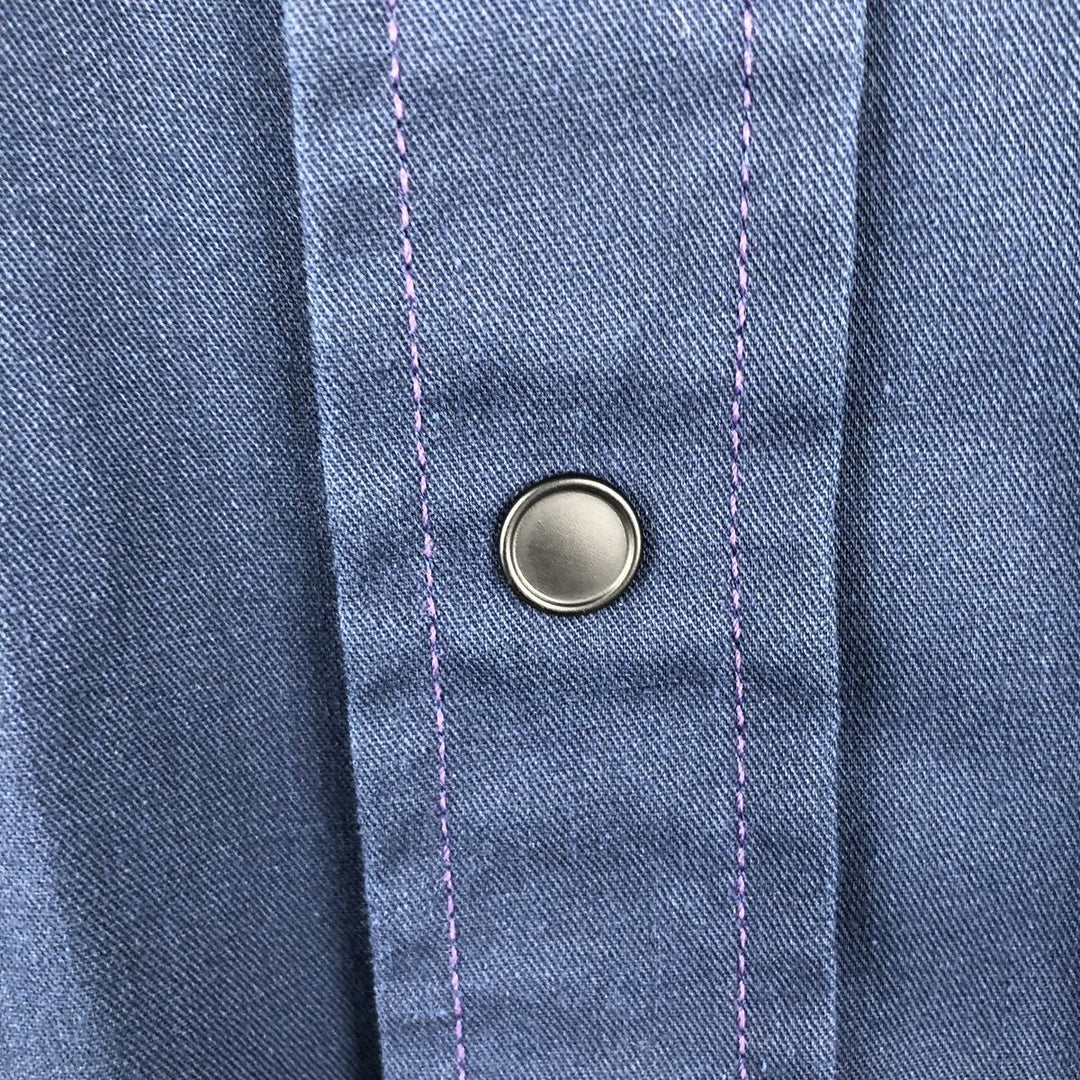 80'S Osh Kosh B'GOSH Long-Sleeve Work Shirt, Made in USA, Men's Size XL (approx.) cotton navy blue type Vintage Second Hand