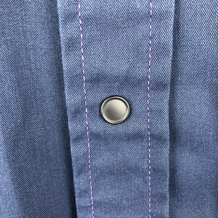 80'S Osh Kosh B'GOSH Long-Sleeve Work Shirt, Made in USA, Men's Size XL (approx.) cotton navy blue type Vintage Second Hand