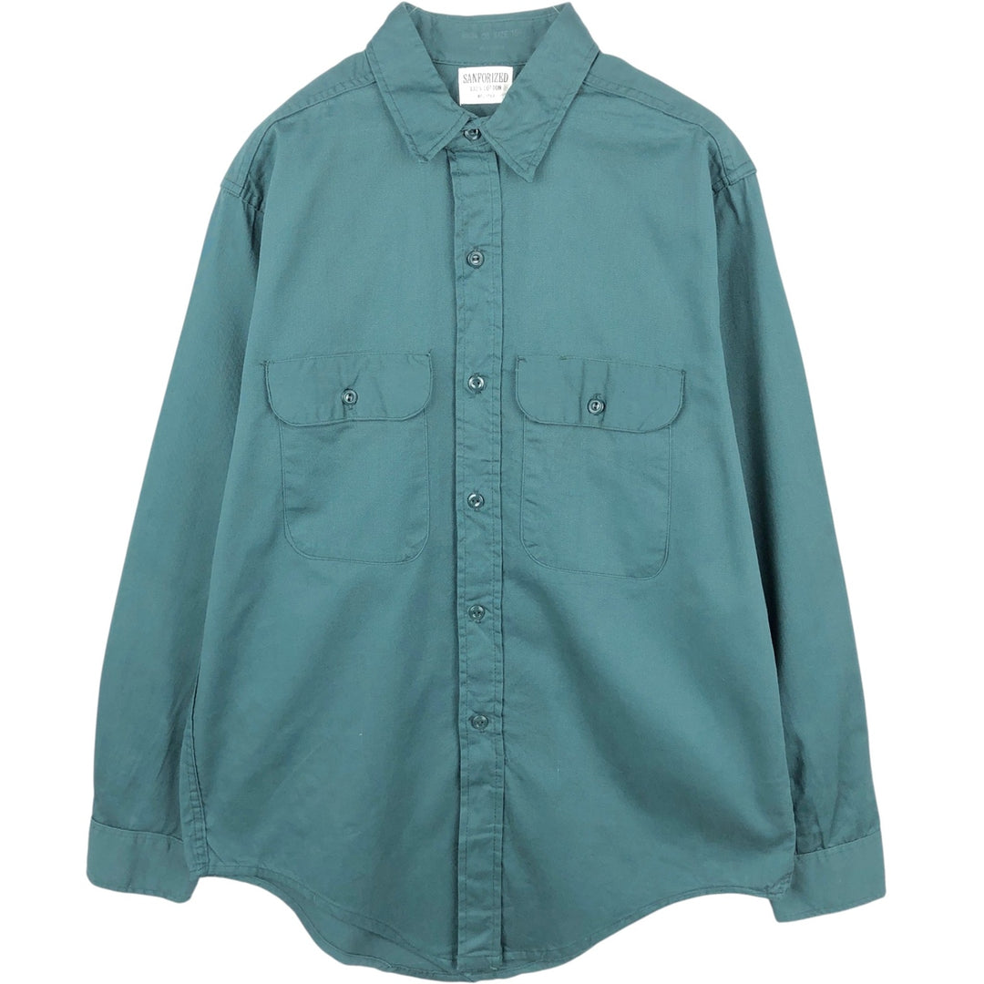 Long-sleeved work shirt, men's size M. cotton Green type dark green Vintage Second Hand