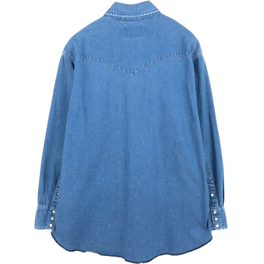 Wrangler Long Sleeve Denim Western Shirt, Men's Size L unclear blue type Vintage Second Hand