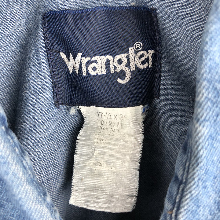 Wrangler Long Sleeve Denim Western Shirt, Men's Size L unclear blue type Vintage Second Hand
