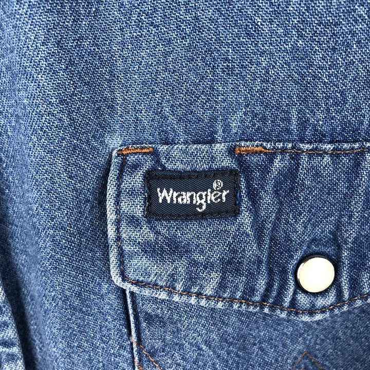 Wrangler Long Sleeve Denim Western Shirt, Men's Size L unclear blue type Vintage Second Hand
