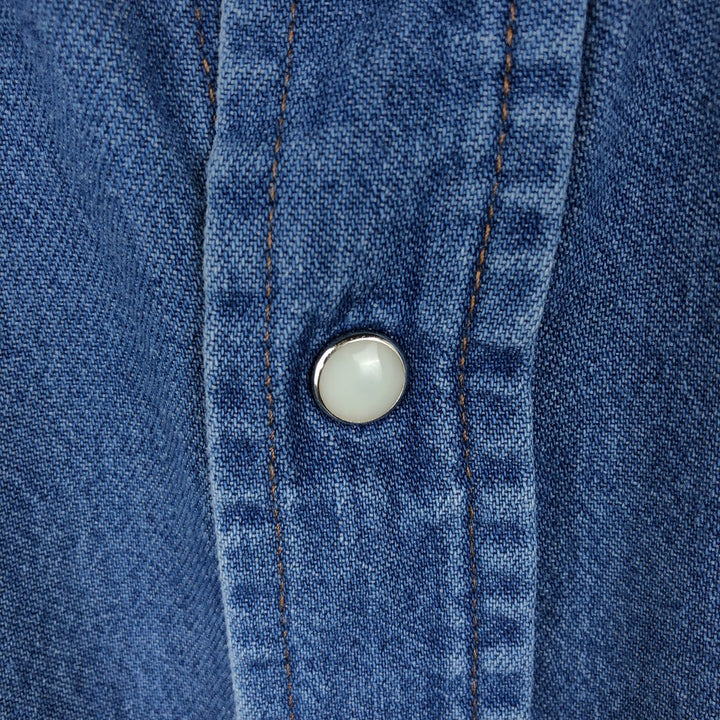 Wrangler Long Sleeve Denim Western Shirt, Men's Size L unclear blue type Vintage Second Hand