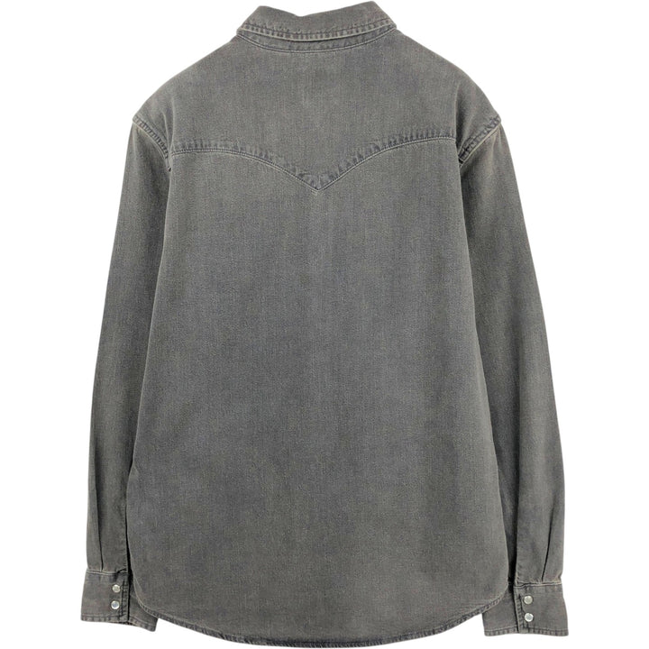 Levi's Standard Long-Sleeve Denim Western Shirt, Men's Size M (approx.) cotton Charcoal Vintage Second Hand