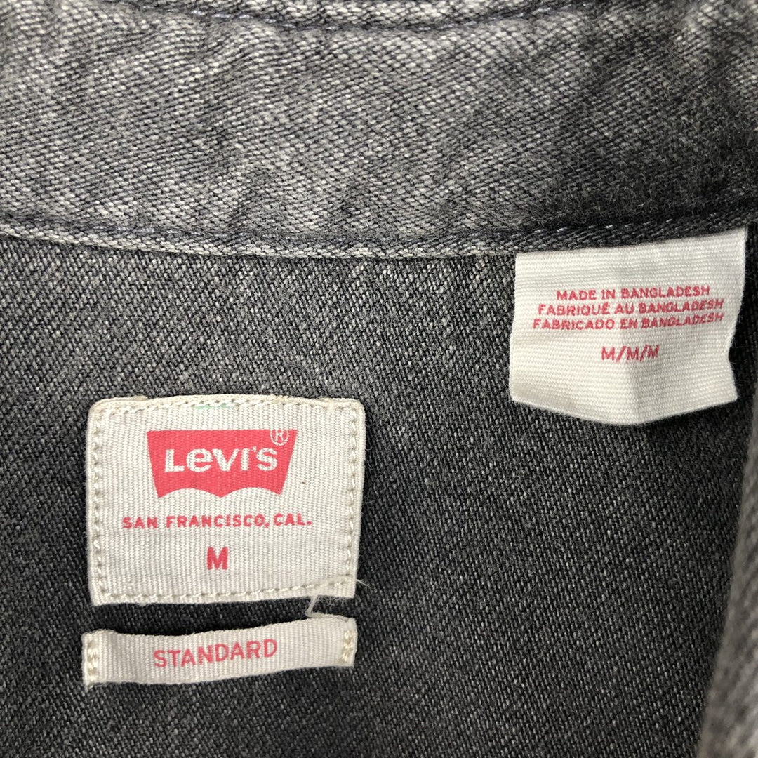 Levi's Standard Long-Sleeve Denim Western Shirt, Men's Size M (approx.) cotton Charcoal Vintage Second Hand