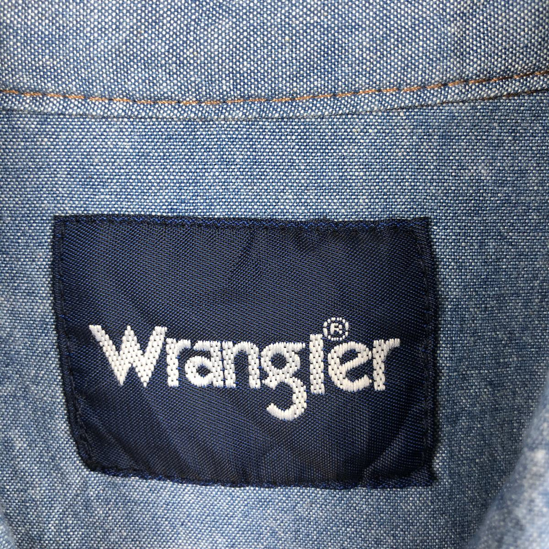 Wrangler Long-Sleeve Chambray Shirt, Men's Size M (approx.) cotton Blue type light blue Vintage Second Hand
