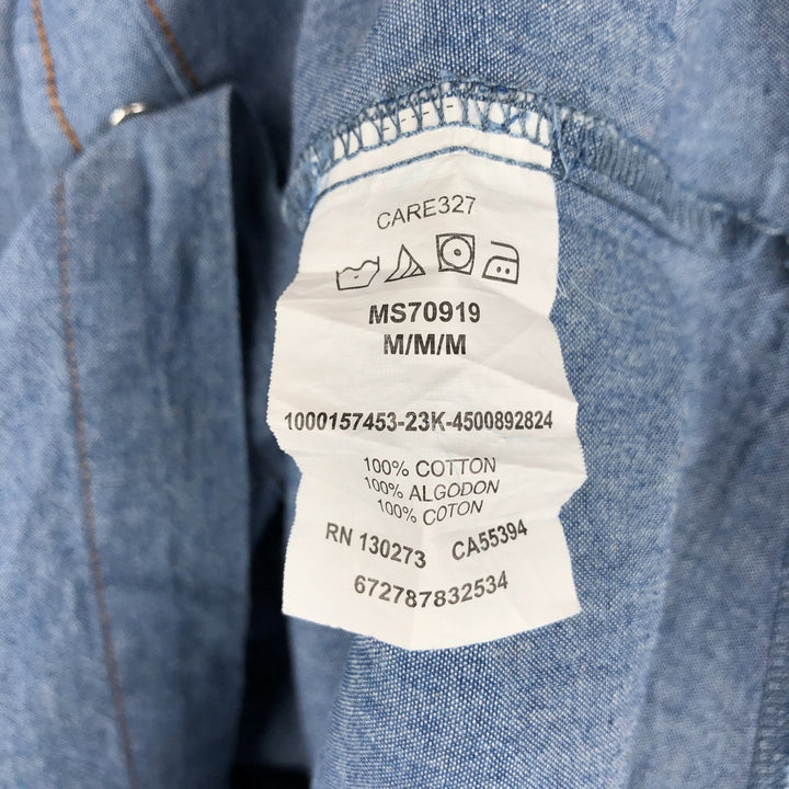 Wrangler Long-Sleeve Chambray Shirt, Men's Size M (approx.) cotton Blue type light blue Vintage Second Hand