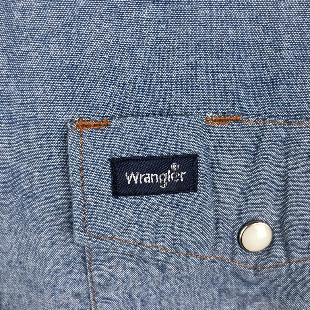 Wrangler Long-Sleeve Chambray Shirt, Men's Size M (approx.) cotton Blue type light blue Vintage Second Hand