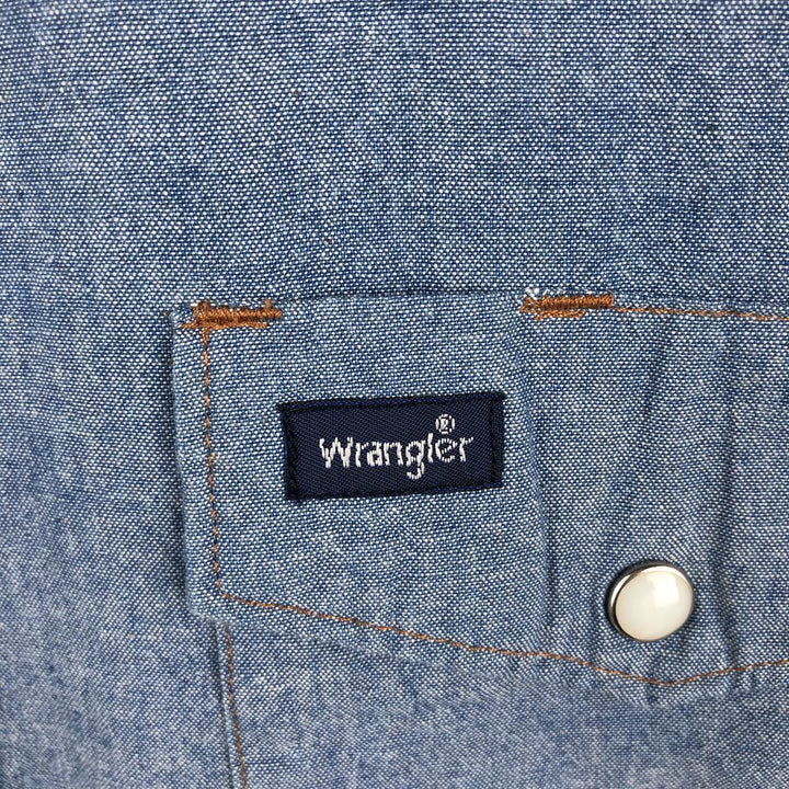 Wrangler Long-Sleeve Chambray Shirt, Men's Size M (approx.) cotton Blue type light blue Vintage Second Hand