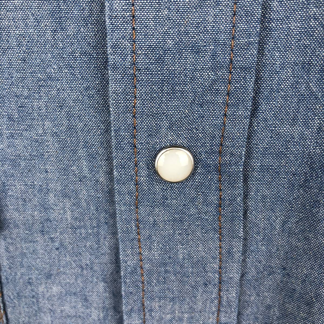 Wrangler Long-Sleeve Chambray Shirt, Men's Size M (approx.) cotton Blue type light blue Vintage Second Hand