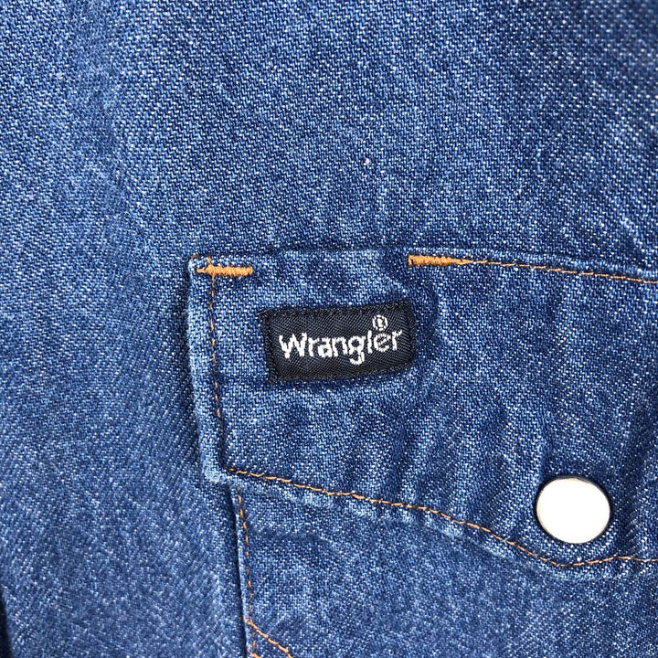 Wrangler Long Sleeve Denim Western Shirt, Men's Size L cotton blue type Vintage Second Hand