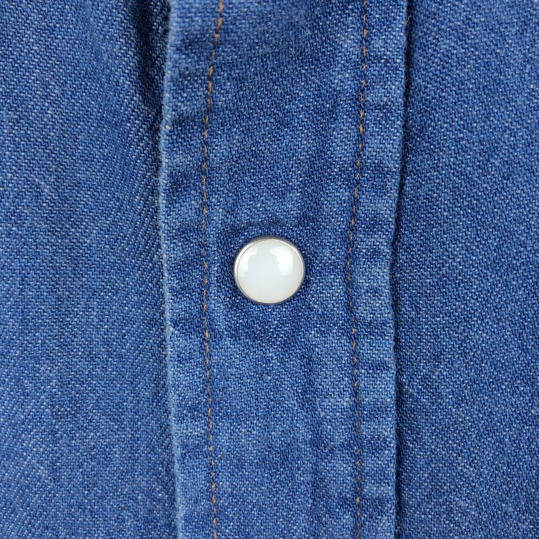 Wrangler Long Sleeve Denim Western Shirt, Men's Size L cotton blue type Vintage Second Hand