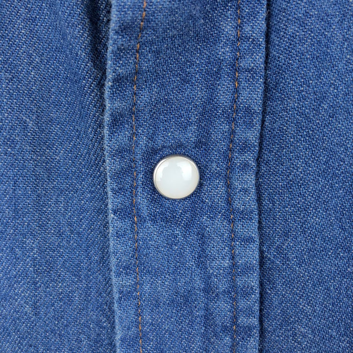 Wrangler Long Sleeve Denim Western Shirt, Men's Size L cotton blue type Vintage Second Hand