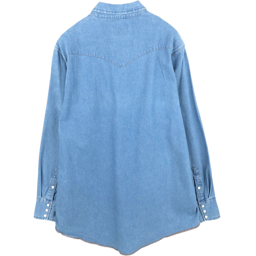 Wrangler Long Sleeve Denim Western Shirt, Men's XL cotton Blue type light blue Vintage Second Hand