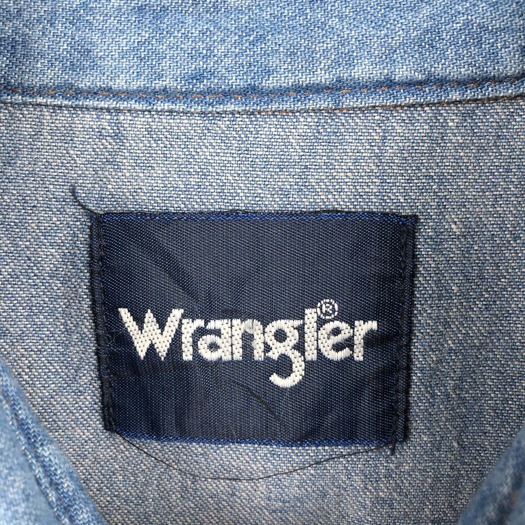 Wrangler Long Sleeve Denim Western Shirt, Men's XL cotton Blue type light blue Vintage Second Hand