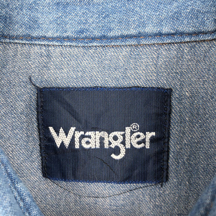 Wrangler Long Sleeve Denim Western Shirt, Men's XL cotton Blue type light blue Vintage Second Hand