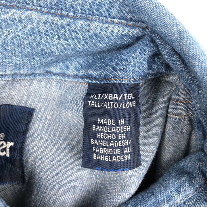 Wrangler Long Sleeve Denim Western Shirt, Men's XL cotton Blue type light blue Vintage Second Hand