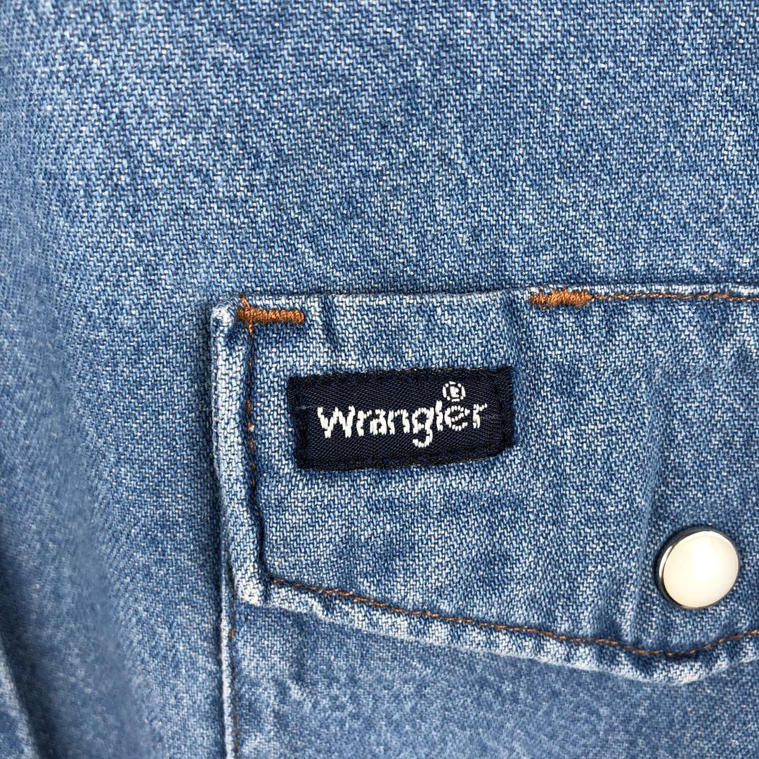 Wrangler Long Sleeve Denim Western Shirt, Men's XL cotton Blue type light blue Vintage Second Hand