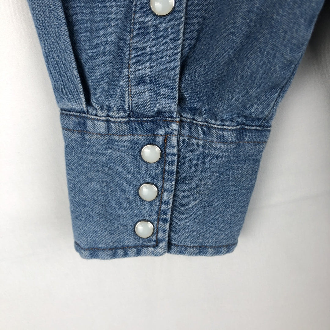 Wrangler Long Sleeve Denim Western Shirt, Men's XL cotton Blue type light blue Vintage Second Hand
