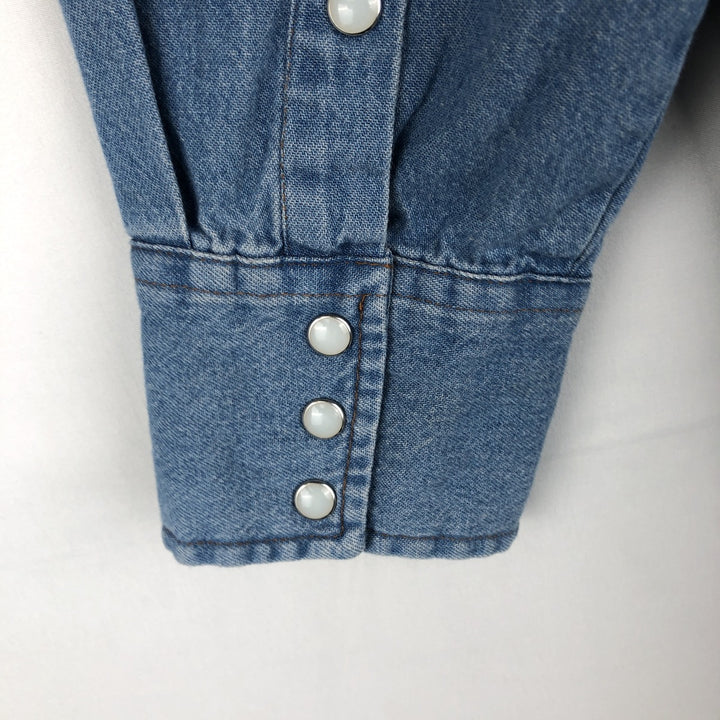Wrangler Long Sleeve Denim Western Shirt, Men's XL cotton Blue type light blue Vintage Second Hand