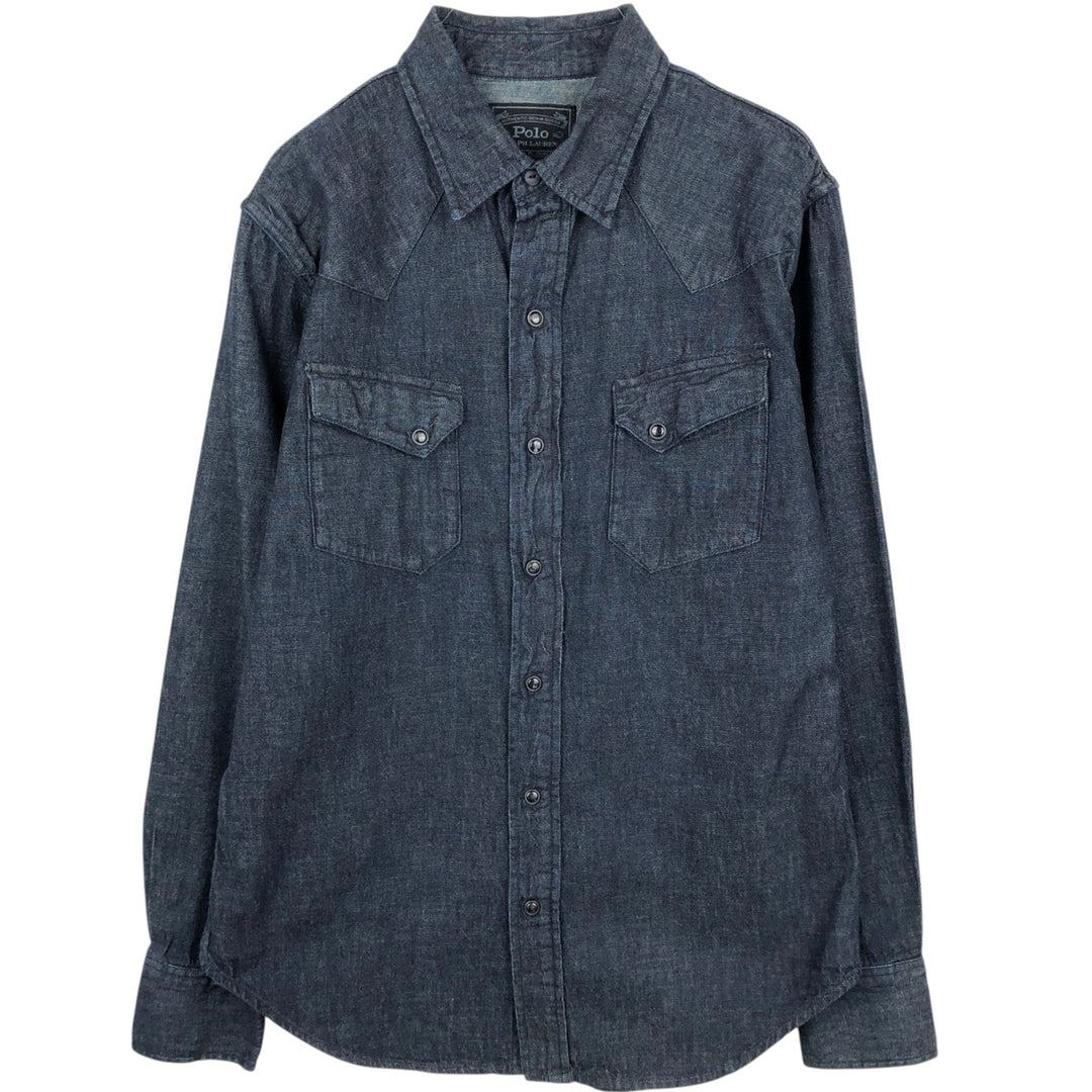 Ralph Lauren Polo RALPH LAUREN Long-Sleeve Denim Western Shirt, Men's Size S (approx.) cotton Indigo Vintage Second Hand