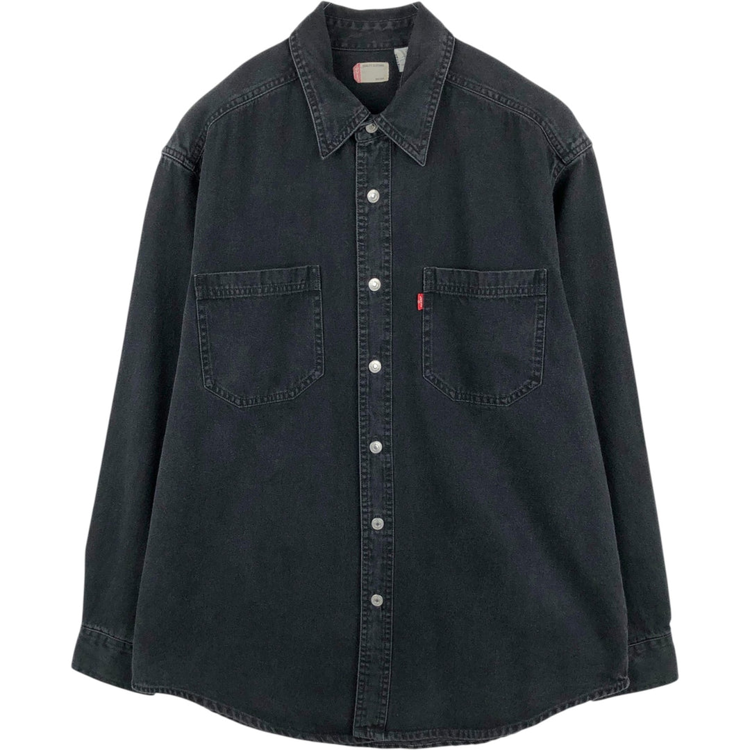 Levi's long-sleeved black denim shirt, men's size S (approx.) cotton black type Vintage Second Hand