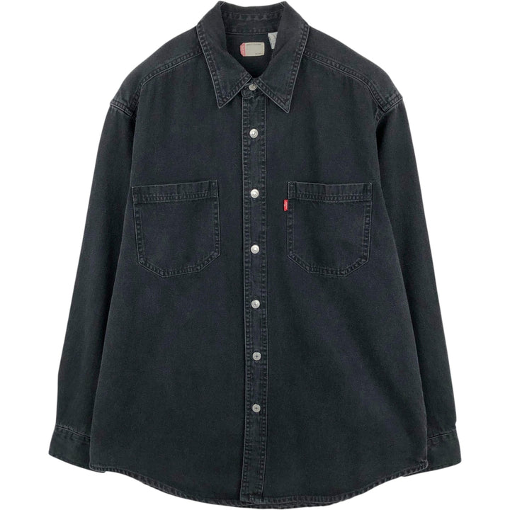 Levi's long-sleeved black denim shirt, men's size S (approx.) cotton black type Vintage Second Hand