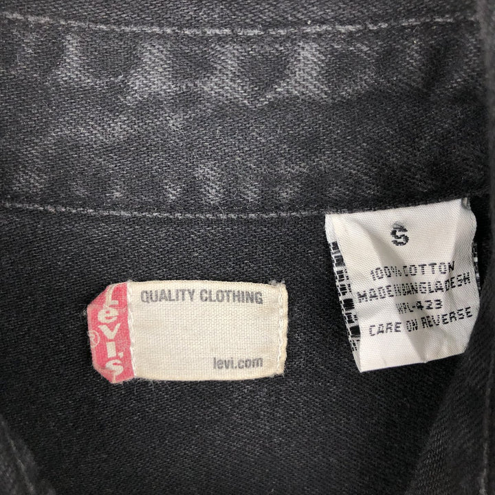 Levi's long-sleeved black denim shirt, men's size S (approx.) cotton black type Vintage Second Hand