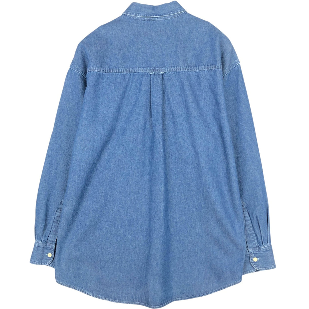 Ralph Lauren CHAPS Long Sleeve Button Down Denim Shirt Men's L Size cotton blue type Vintage Second Hand