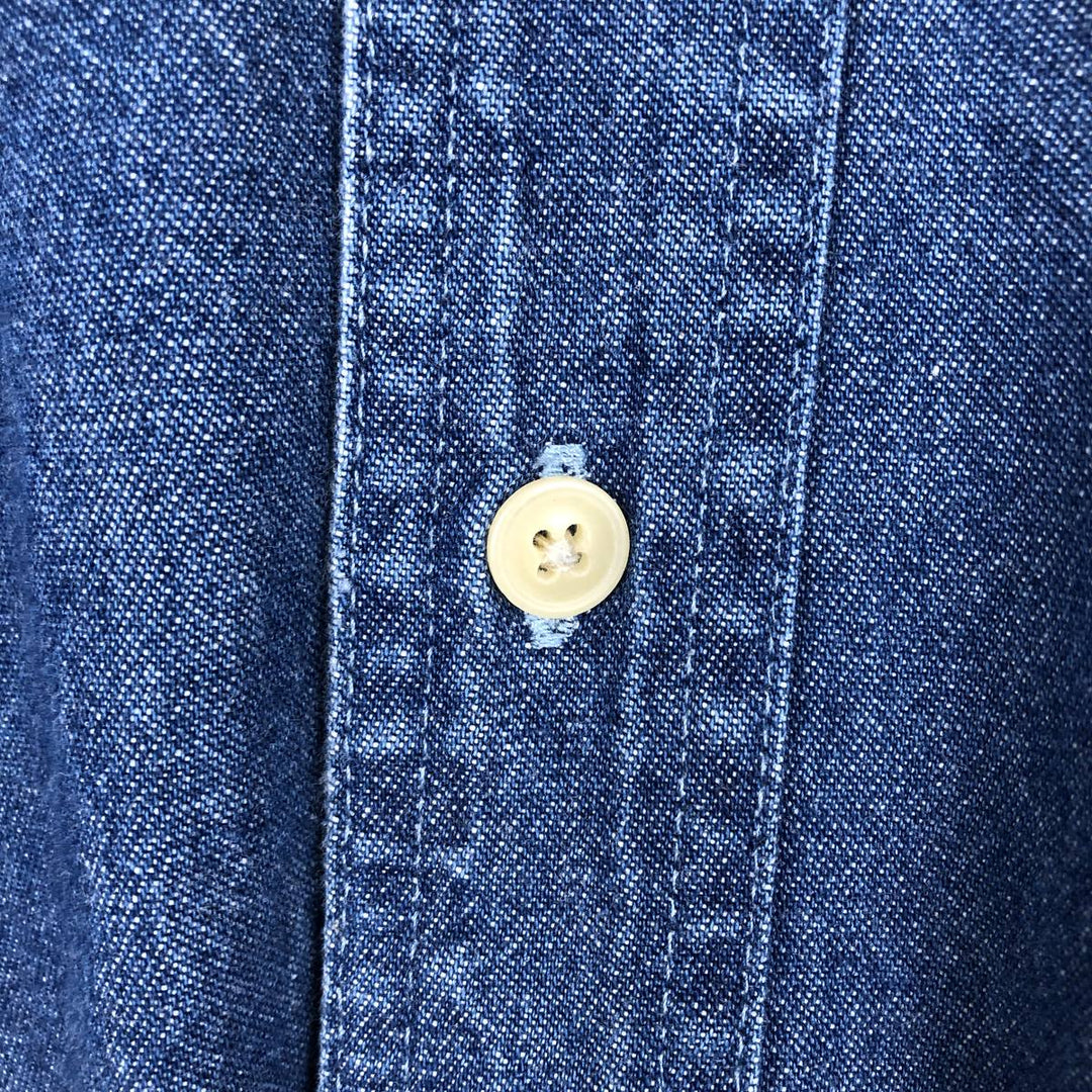 Ralph Lauren CHAPS Long Sleeve Button Down Denim Shirt Men's L Size cotton blue type Vintage Second Hand