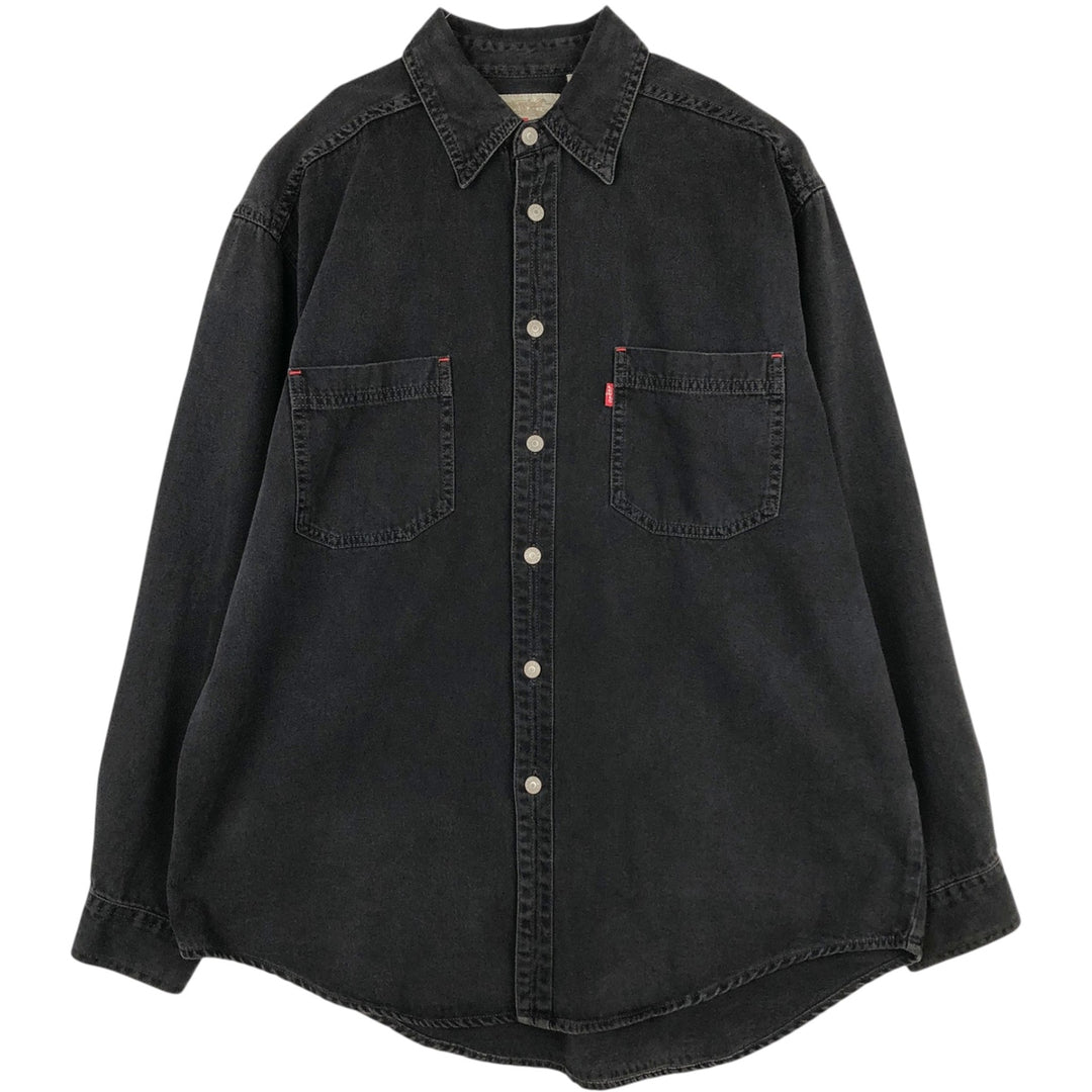 Levi's RED TAB Long-Sleeve Black Denim Shirt, Men's Size L (approx.) cotton black type Vintage Second Hand