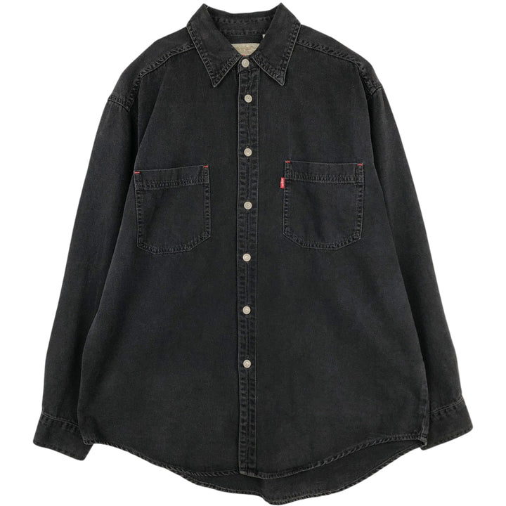 Levi's RED TAB Long-Sleeve Black Denim Shirt, Men's Size L (approx.) cotton black type Vintage Second Hand