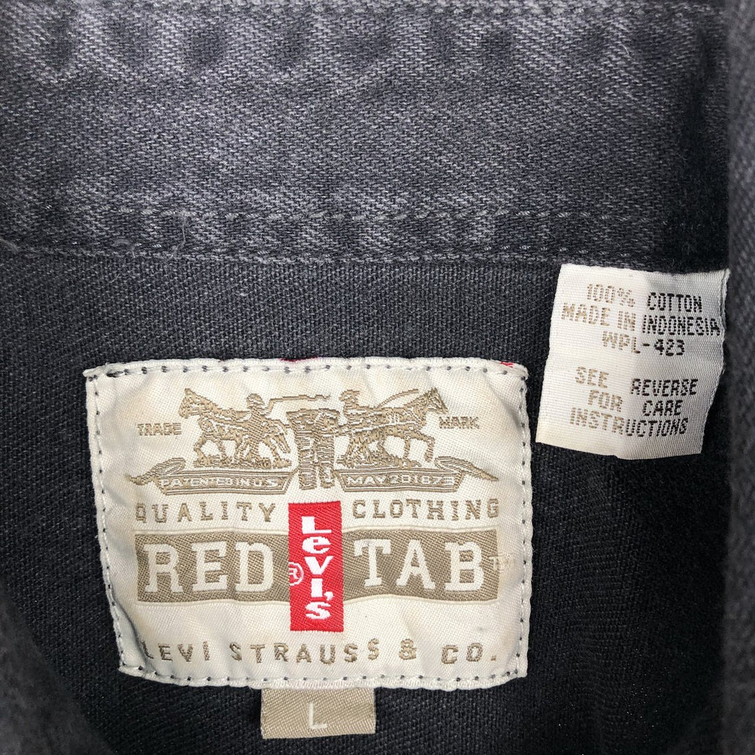 Levi's RED TAB Long-Sleeve Black Denim Shirt, Men's Size L (approx.) cotton black type Vintage Second Hand
