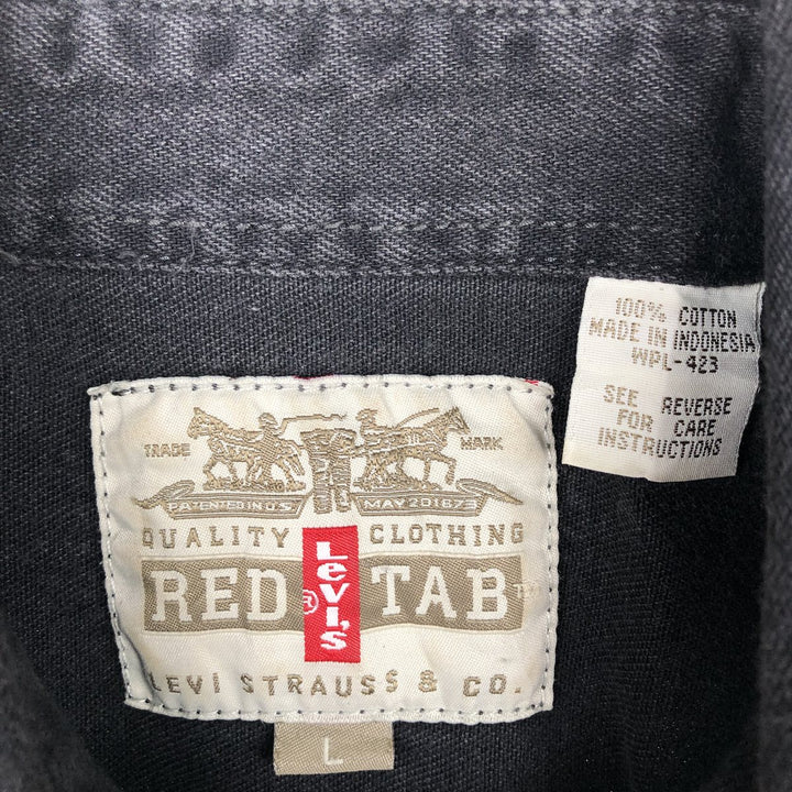 Levi's RED TAB Long-Sleeve Black Denim Shirt, Men's Size L (approx.) cotton black type Vintage Second Hand