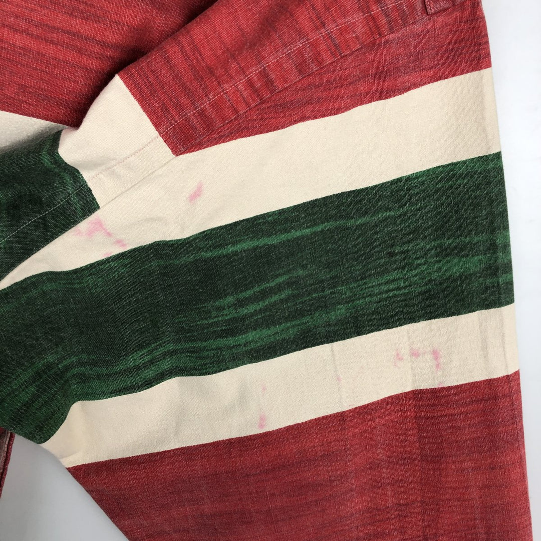 Ralph Lauren striped pattern multi-stripe long-sleeved button-down shirt, men's size XL. cotton red type Vintage Second Hand