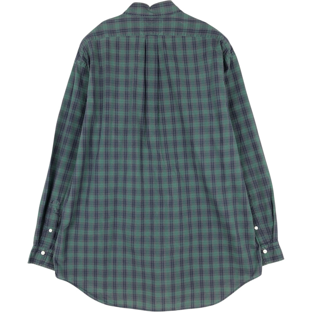 Ralph Lauren long-sleeved button-down check shirt, made in the USA, men's size L cotton Green type dark green Vintage Second Hand