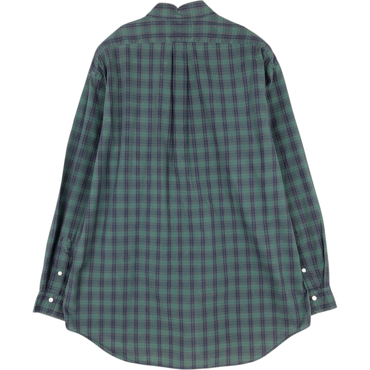 Ralph Lauren long-sleeved button-down check shirt, made in the USA, men's size L cotton Green type dark green Vintage Second Hand