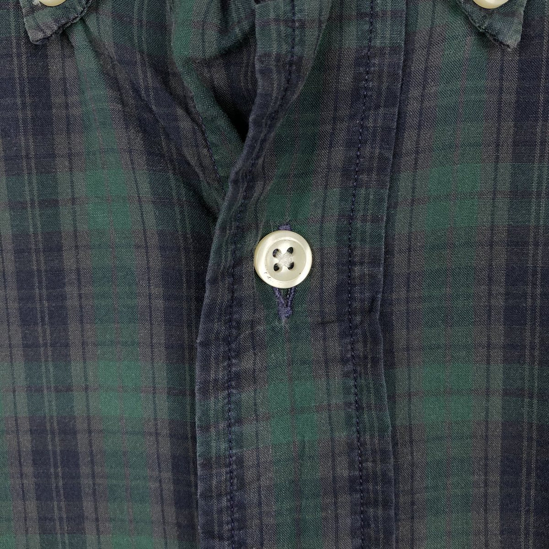 Ralph Lauren long-sleeved button-down check shirt, made in the USA, men's size L cotton Green type dark green Vintage Second Hand