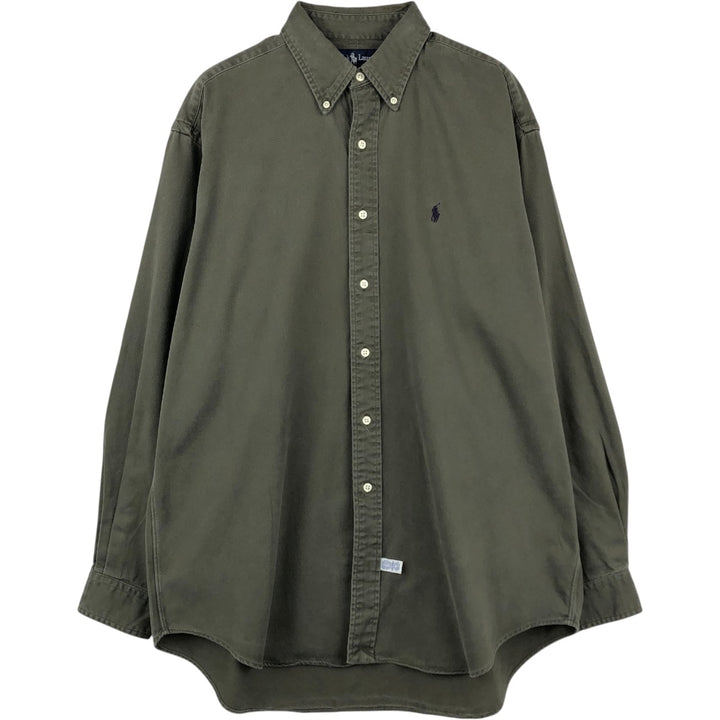 Ralph Lauren long sleeve button down shirt, men's size L cotton Khaki type Vintage Second Hand