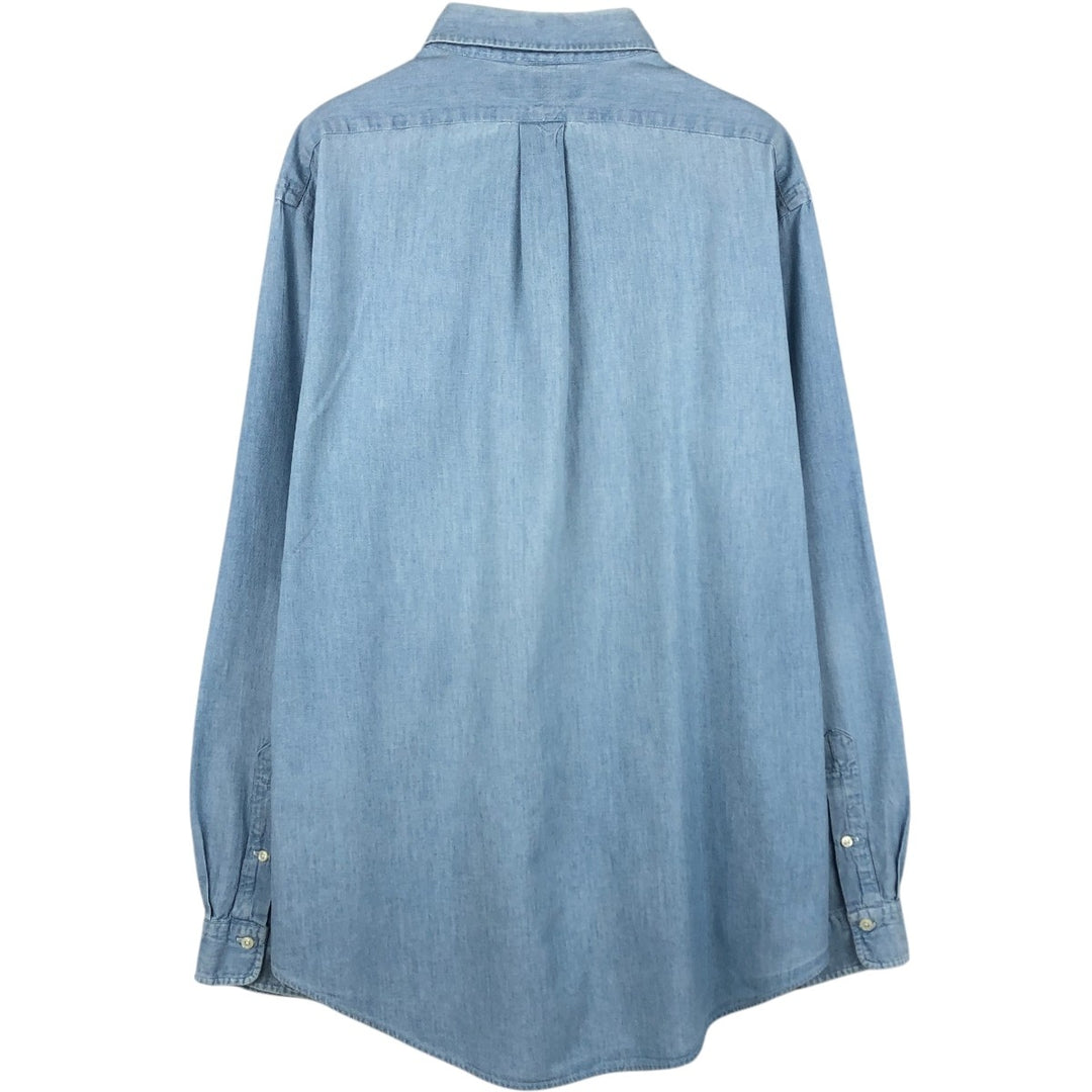 Ralph Lauren POLO by Ralph Lauren long sleeve button down shirt, men's XL size cotton Blue type light blue Vintage Second Hand