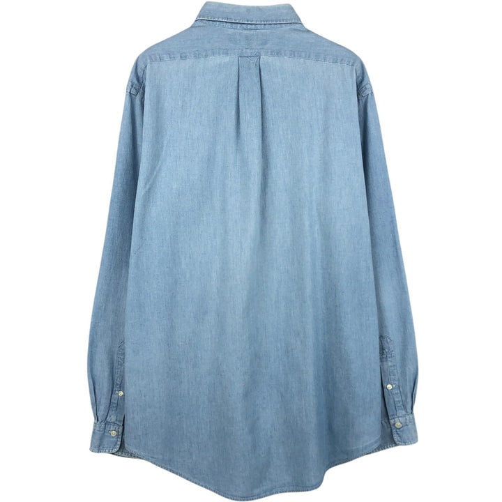 Ralph Lauren POLO by Ralph Lauren long sleeve button down shirt, men's XL size cotton Blue type light blue Vintage Second Hand