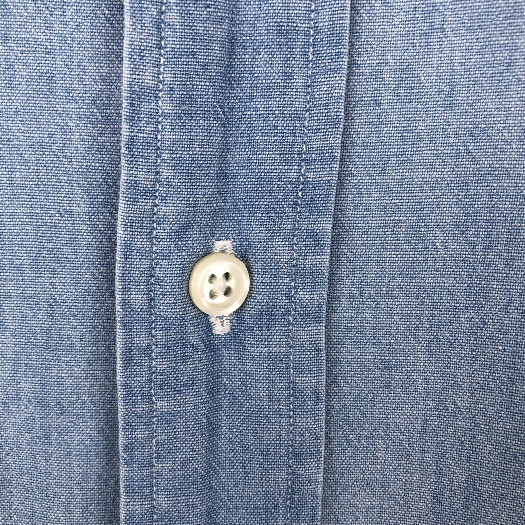 Ralph Lauren POLO by Ralph Lauren long sleeve button down shirt, men's XL size cotton Blue type light blue Vintage Second Hand