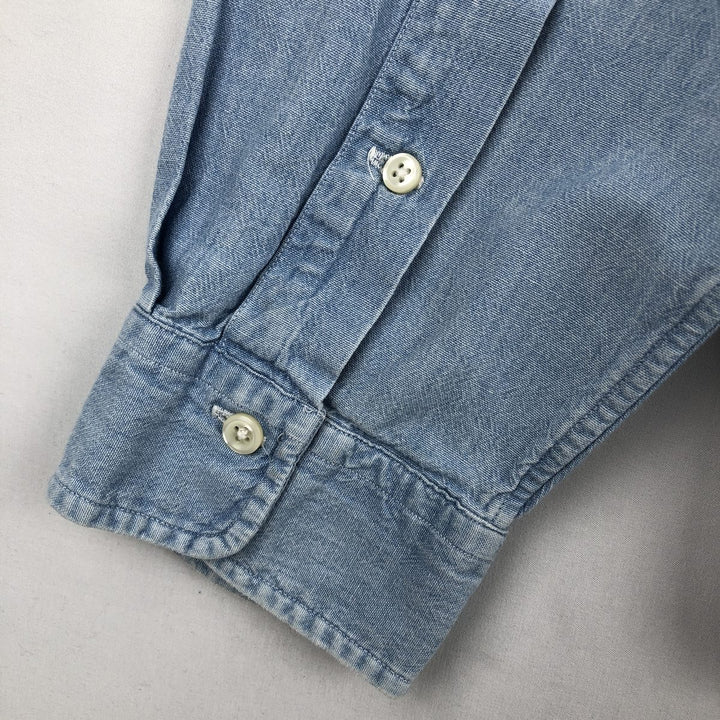Ralph Lauren POLO by Ralph Lauren long sleeve button down shirt, men's XL size cotton Blue type light blue Vintage Second Hand
