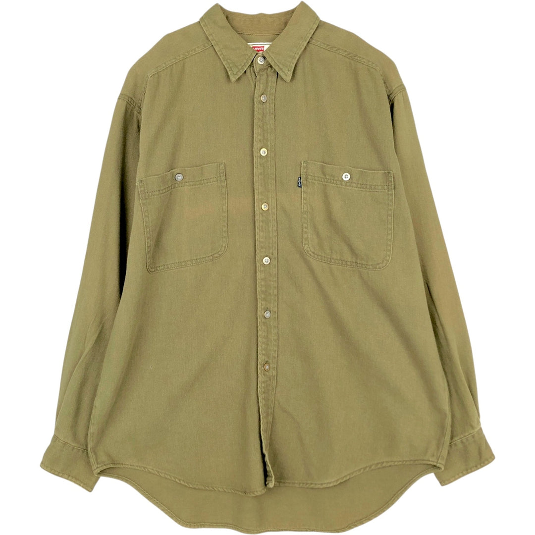 Levi's long-sleeved cotton shirt, men's size L (approx.) cotton Khaki type Vintage Second Hand